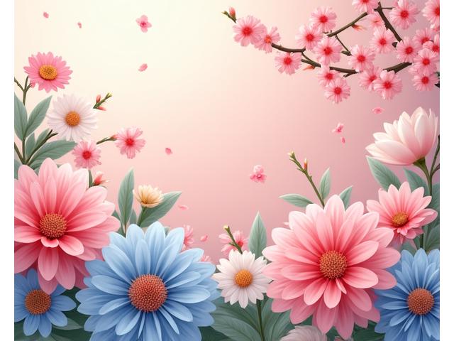 桜の花と鯉のぼりの要素を取り入れた、春のお祝いをテーマにした鮮やかな作品