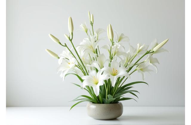 生徒のモダンな生け花作品